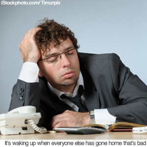 sleeping at the office desk